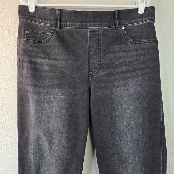Spanx Straight Leg  Jean XL Faded Black Denim High Rise Pull On Casual Stretchy - Picture 5 of 12